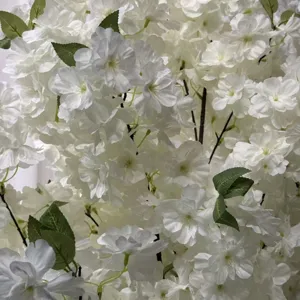 Künstlicher weißer Kirschblütenbaum Detail, Seidenblumen Zweige für Hochzeitsdeko