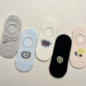 Spring summer cute smiley face breathable mesh no show socks casual cotton shallow invisible socks