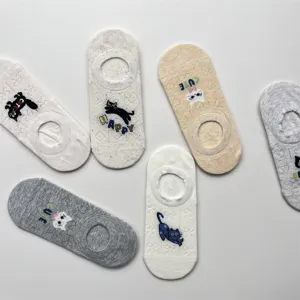 Women's cute cat low-cut invisible boat socks breathable mesh thin spring summer socks