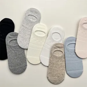 Atmungsaktive Mesh-Füßlinge im Detail, Nahaufnahme von rutschfesten Sneakersocken in vielen Farben.