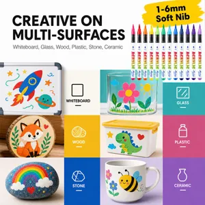 Acrylic paint markers 1-6mm soft nib multi-surface DIY graffiti pens set for kids arts crafts