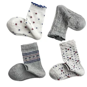 Calcetines de algodón con volantes florales estilo coreano para mujer, 4 estilos otoño invierno.