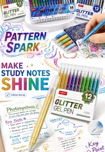 Glitter gel pens 0.8mm fine tip metallic markers for journaling DIY art drawing supplies