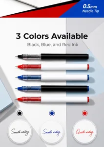 Set de bolígrafo de gel líquido directo 0.5mm, negro azul rojo escritura suave.