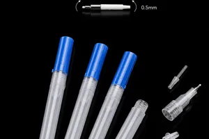 Detaillierte Nahaufnahme des 0.5mm DIY nachfullbaren leeren Markierstifts, klares Gehaeuse