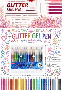 36-Color Glitter Gel Pen Set for Adult Coloring Books Journaling Drawing and DIY Craft Projects