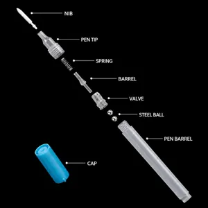 0.5mm Empty Marker Pen Barrel Transparent Tube Valve Nib Spring Steel Ball Art Supply