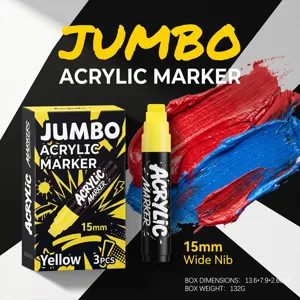 Jumbo acrylic marker 15mm wide nib DIY graffiti art painting pen set 3pcs yellow color