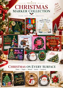 Set de Rotuladores Navideños de Pintura Acrílica DIY Suministros de Dibujo con LED