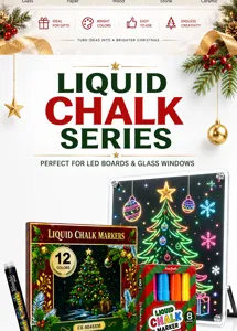 Set de rotuladores de tiza líquida con pizarra LED caja de regalo navideña para ventanas.