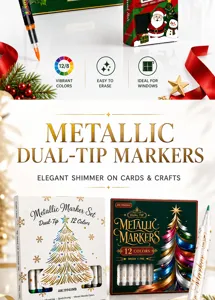 Set de rotuladores metálicos de doble punta navideños, 12 colores para manualidades.