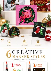 Set rotuladores acrilicos Navidad 12 colores doble punta DIY pintura piedra arte