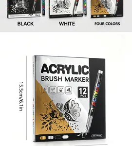 Acrylic paint marker pens set 12 pcs metallic colors for DIY card making art drawing
