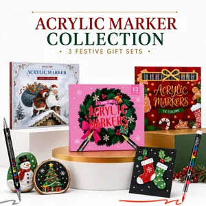 Set de rotuladores acrílicos navideños 3 cajas de regalo festivas doble punta arte y manualidades