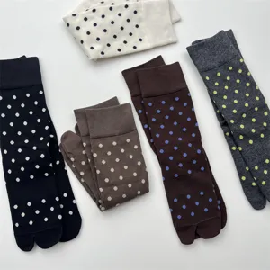 Japanese cute polka dot split toe socks cotton mid calf tabi socks trendy sweet winter warm