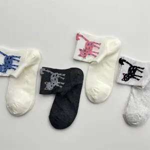 Cute cartoon cat mesh socks for women, breathable cotton short socks, Korean style new.
