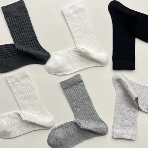 Einfarbige Seide Mittelsocken für Damen Sommer atmungsaktive gerippte Strick Socken