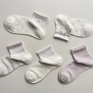 Damen kurze Baumwollsocken Set, atmungsaktives Mesh dünn Frühlings Sommer Sneakersocken.