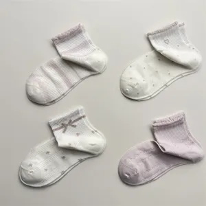 Frühling Sommer dünne atmungsaktive Socken gestreift gepunktet für Damen Baumwolle