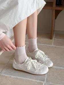 Frühling Sommer dünne atmungsaktive Netz-Kurzsocken für Damen, süßes Rüschen-Design.