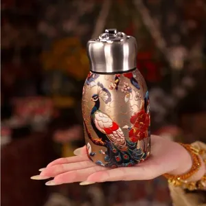 Portable Mini Stainless Steel Thermos Cup Pocket Vacuum Flask With Pull Ring Traditional Chinese Style Thermal Water Bottle