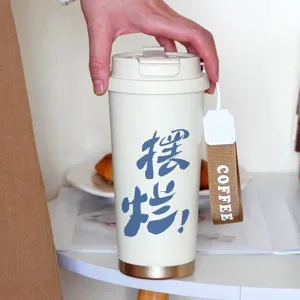 304 Stainless Steel Vacuum Insulated Coffee Tumbler Portable Travel Water Bottle With Straw And Handle For Outdoor