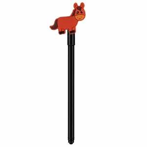 Cute cartoon horse gel pen with removable silicone topper and black ink for kids stationery wholesale