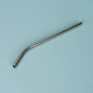 Stainless steel bent drinking straw detail view, durable metal straw for eco-friendly daily use.