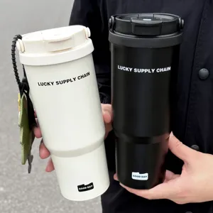 Large capacity insulated tumbler with handle, stainless steel travel car water bottle for outdoor.