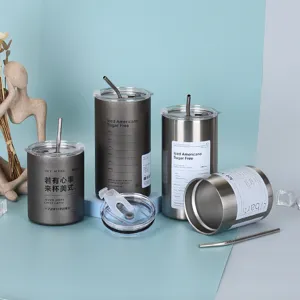 304 Stainless Steel Iced Americano Coffee Tumbler with Straw Double Vacuum Insulated