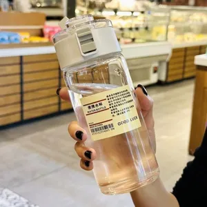 Bottiglia d'acqua in plastica trasparente con coperchio portatile, borraccia da ufficio.