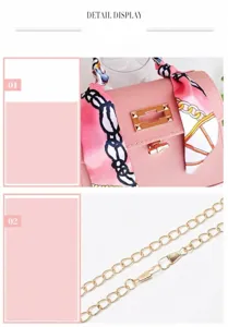 Bolso de mujer detalle cerradura cadena correa pañuelo decor mini bolso elegante