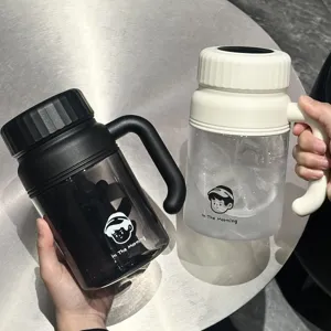 Grote capaciteit plastic waterfles met handvat, minimalistische draagbare sportbeker voor studenten