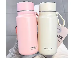 Großes Edelstahl Thermobecher Tragbare Isolierte Wasserflasche Mit Deckel Und Tragegurt