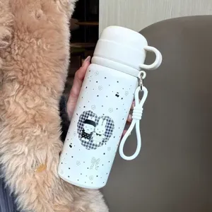 Tragbare süße Cartoon Thermosflasche für Mädchen Schüler Edelstahl Wasserbecher isoliert