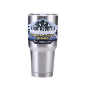 Stainless steel tumbler 30 oz vacuum insulated large capacity travel mug with lid and straw.