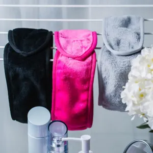 Soft plush spa headband for women, comfortable makeup hair wrap, absorbent face wash hair band.