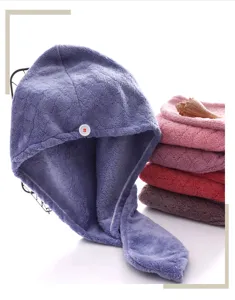 Microfiber solid color thickened dry hair cap, quick-drying shower towel wrap for women.