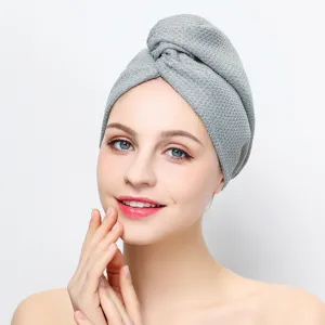 Gorro de Secado de Cabello de Microfibra Tejido de Waffle Secado Rápido Absorbente Toalla de Baño Envoltorio para Mujeres Uso Diario
