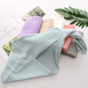 Toalla de pelo de microfibra de gofre de secado rápido gorro de ducha absorbente suave para mujer.