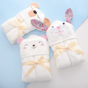 Pasgeboren Bamboe Vezel Met Kapouchon Baby Badhanddoek Zacht Schattig Cartoon Dier Inwikkeldeken Zuigeling Badjas