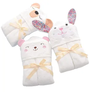 Bamboevezel baby handdoek met capuchon pasgeboren zachte tekenfilm inwikkeldeken bad