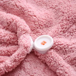 Microfiber solid color thick quick-drying hair cap detail view, ultra absorbent women's towel wrap.