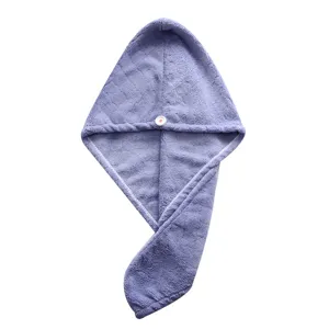 Thick microfiber dry hair cap, super absorbent quick drying bath towel wrap for women purple.