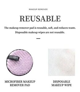 Dischetto struccante in microfibra riutilizzabile, panno detergente viso morbido e lavabile.