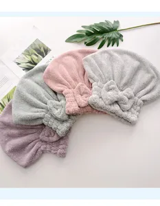 Gorro de secado de microfibra para mujer, toalla absorbente con lazo para cabello rápido.