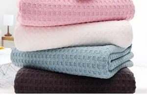 Waffle weave bath towel set soft absorbent quick drying facial bath towel detail view.