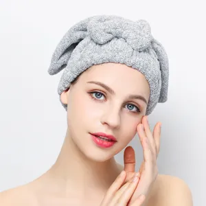 Gorro de Secado de Cabello de Fibra de Carbón de Bambú Lazo Absorbente Mujer Toalla de Pelo Envolvente Suave Gorro de Baño