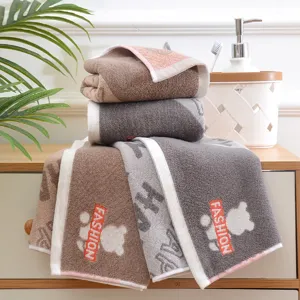 Toalla de Baño de Puro Algodón Espesada Suave Absorbente Jacquard Toalla Facial Para Parejas Adultos Uso Diario Secado Rápido