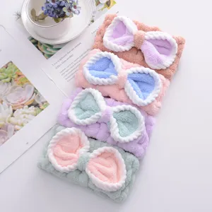 Diadema de lazo de forro polar de coral suave para maquillaje y spa, banda de microfibra.